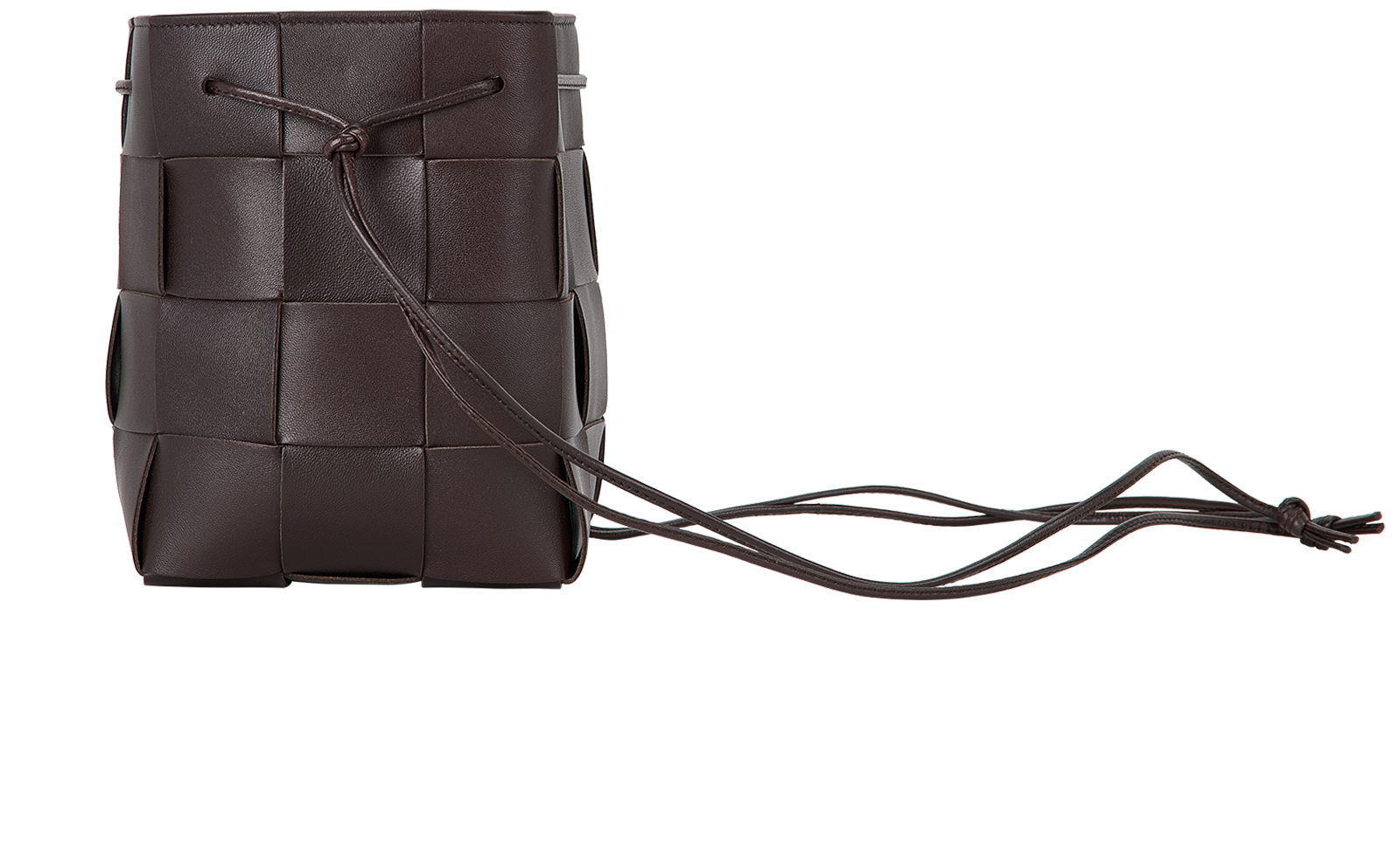 Small Intrecciato Bucket Bag, &pound;375, Handbags, Brown, Leather, Bottom view